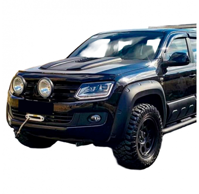 Toma de aire de capó unidireccional compatible con Volkswagen Amarok MK1 2010-2022 y Nissan Navara D40 2005-2010 - Negro mate