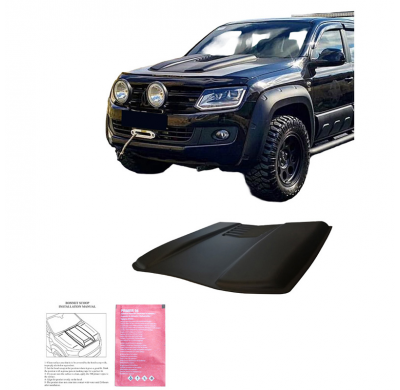 Toma de aire de capó unidireccional compatible con Volkswagen Amarok MK1 2010-2022 y Nissan Navara D40 2005-2010 - Negro mate
