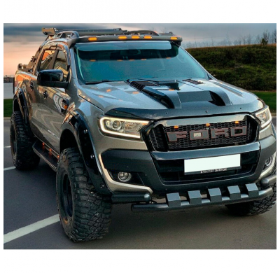 Toma de aire para capó unidireccional compatible con Ford Ranger T7/T8 2015-2022 - Negro brillante