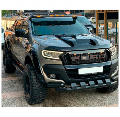 Toma de aire para capó unidireccional compatible con Ford Ranger T7/T8 2015-2022 - Negro brillante