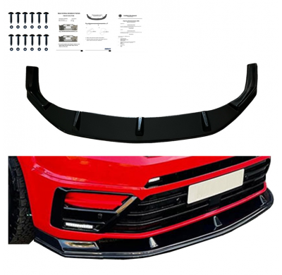 Spoiler delantero Oneway apto para Volkswagen Crafter MK2 y MAN TGE MK1 PreFacelift 2016- - Negro brillante