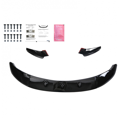 Spoiler delantero Oneway apto para BMW Serie 5 F10/F11 M-Pack 2011-2016 con aletas - Negro brillante