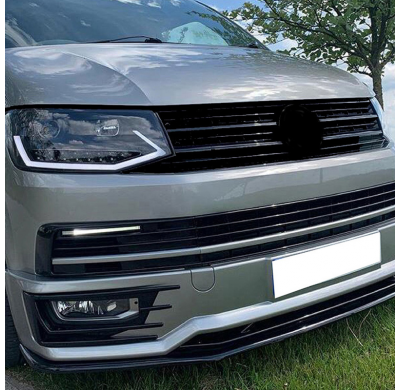 Spoiler delantero Oneway apto para Volkswagen Transporter T6 Sportline 2015-2019 - Negro brillante