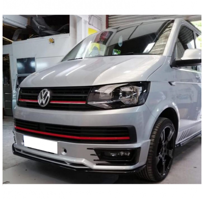 Spoiler delantero Oneway apto para Volkswagen Transporter T6 Sportline 2015-2019 - Negro brillante