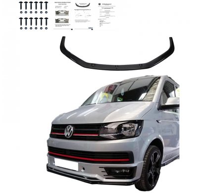 Spoiler delantero Oneway apto para Volkswagen Transporter T6 Sportline 2015-2019 - Negro brillante