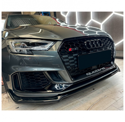 Spoiler delantero Oneway apto para Audi RS3 8V Sedan/Sportback Facelift 2017-2020 - Negro brillante