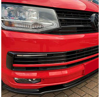Spoiler delantero Oneway apto para Volkswagen Transporter T6 2015-2019 - Versión 2 - Negro brillante