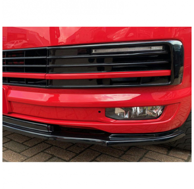 Spoiler delantero Oneway apto para Volkswagen Transporter T6 2015-2019 - Versión 2 - Negro brillante
