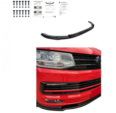 Spoiler delantero Oneway apto para Volkswagen Transporter T6 2015-2019 - Versión 2 - Negro brillante