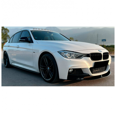 Spoiler delantero Oneway apto para BMW Serie 3 F30 M-Pack 2012-2019 con aletas - Negro brillante