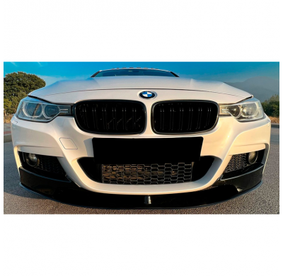 Spoiler delantero Oneway apto para BMW Serie 3 F30 M-Pack 2012-2019 con aletas - Negro brillante