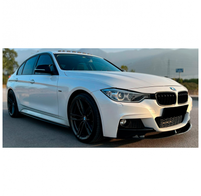 Spoiler delantero Oneway apto para BMW Serie 3 F30 M-Pack 2012-2019 con aletas - Negro brillante