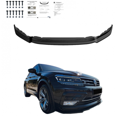 Spoiler delantero Oneway apto para Volkswagen Tiguan II R-Line 2016-2020 con Allspace - Negro brillante