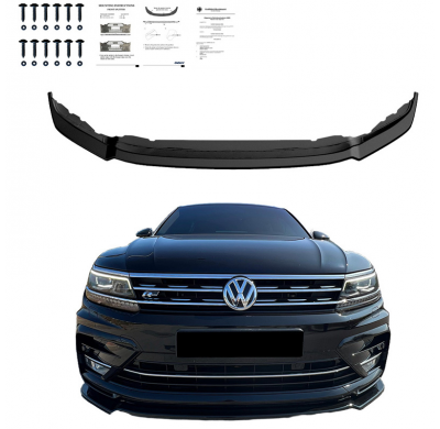 Spoiler delantero Oneway apto para Volkswagen Tiguan II R-Line 2016-2020 con Allspace - Negro brillante