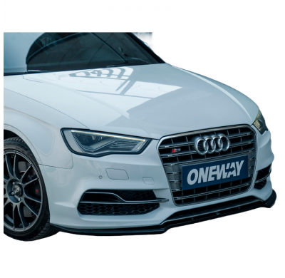 Spoiler delantero Oneway apto para Audi S3 8V (Sedán/Convertible) 2013-2016 - Versión 2 - Negro brillante