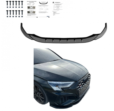Spoiler delantero Oneway apto para Audi A3 S-Line/S3 8Y 2020- - Versión 2 - Negro brillante