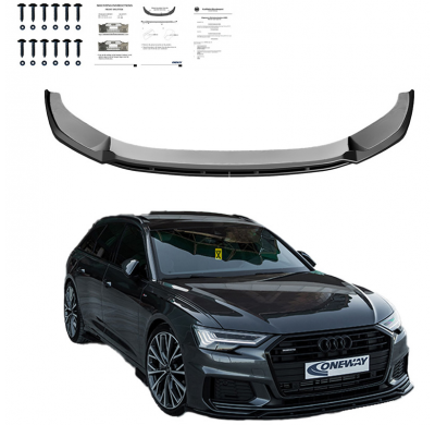 Spoiler delantero Oneway apto para Audi A6 S-Line/S6 C8 (Sedan/Avant) 2018- - Versión 3 - Negro brillante