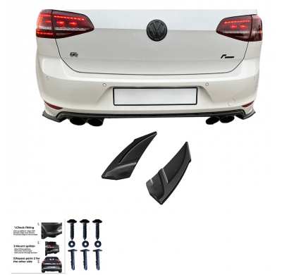 Difusores laterales traseros Oneway compatibles con Volkswagen Golf VII HB R 2013-2016 - Negro brillante