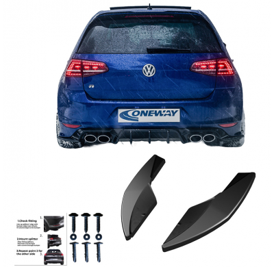 Difusores laterales traseros Oneway compatibles con Volkswagen Golf VII HB R 2013-2016 - Versión 3 - Negro brillante