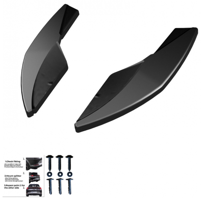 Difusores laterales traseros Oneway compatibles con Volkswagen Golf VII HB R 2013-2016 - Versión 3 - Negro brillante