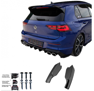Difusores laterales traseros Oneway aptos para Volkswagen Golf VIII HB R 2020- - Negro brillante