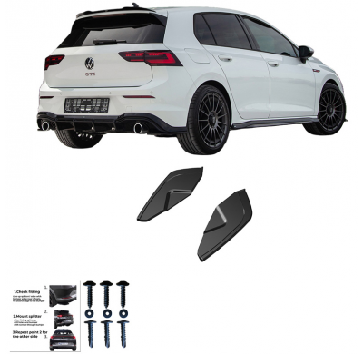 Difusores laterales traseros Oneway aptos para Volkswagen Golf VIII HB GTI 2020- - Negro brillante