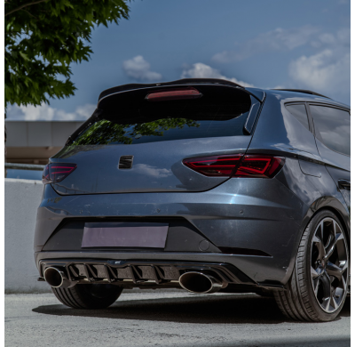 Difusor trasero Oneway apto para Seat Leon (5F) HB FR Facelift 2017-2020 - Negro brillante