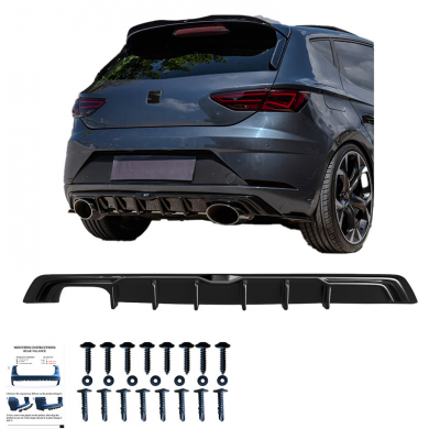 Difusor trasero Oneway apto para Seat Leon (5F) HB FR Facelift 2017-2020 - Negro brillante
