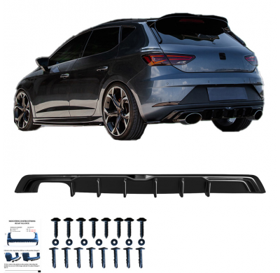 Difusor trasero Oneway apto para Seat Leon (5F) HB FR Facelift 2017-2020 - Negro brillante