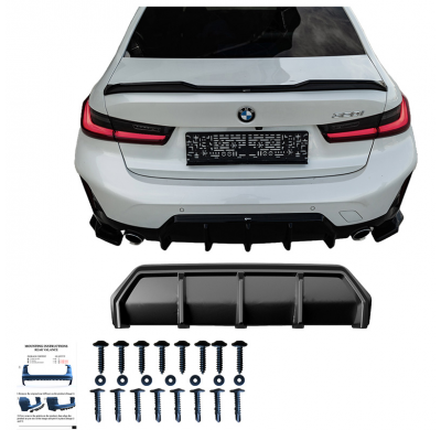 Difusor trasero Oneway apto para BMW Serie 3 G20/G21 M-Pack Facelift 2022- - Negro brillante
