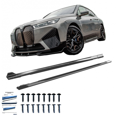 Faldones laterales Oneway Set compatibles con BMW iX M-Pack i20 2021- - Negro brillante