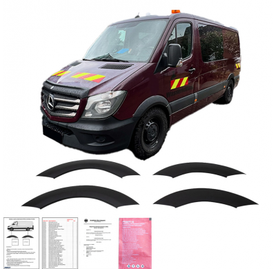 Embellecedores de paso de rueda Oneway Set compatibles con Mercedes Sprinter W906 Facelift 2014-2018 - Negro mate