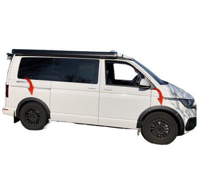 Embellecedores de paso de rueda Oneway Set compatibles con Volkswagen Transporter T6.1 2020-2022 (distancia entre ejes corta) -