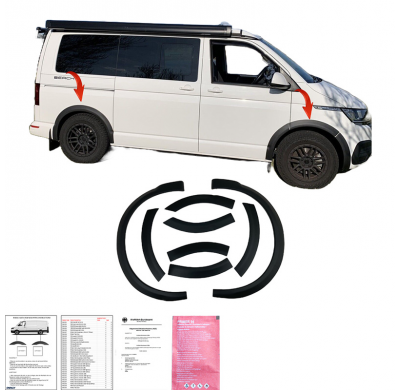 Embellecedores de paso de rueda Oneway Set compatibles con Volkswagen Transporter T6.1 2020-2022 (distancia entre ejes corta) -