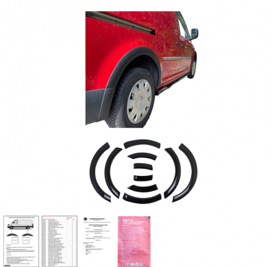 Embellecedores de paso de rueda Oneway Set adecuados para Volkswagen Caddy MK4 2015-2020 (distancia entre ejes corta) - Negro ma