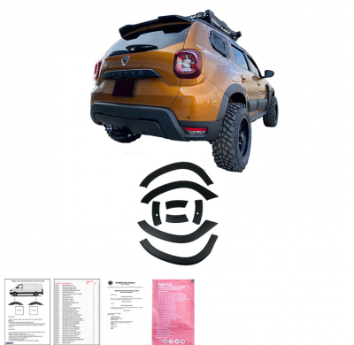 Embellecedores de paso de rueda Oneway Set compatibles con Dacia Duster II 2018-2024 con Park Assist - Negro mate
