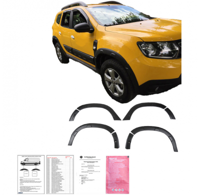 Embellecedores de paso de rueda Oneway Set compatibles con Dacia Duster II 2018-2024 con Park Assist (Offroad) - Negro mate