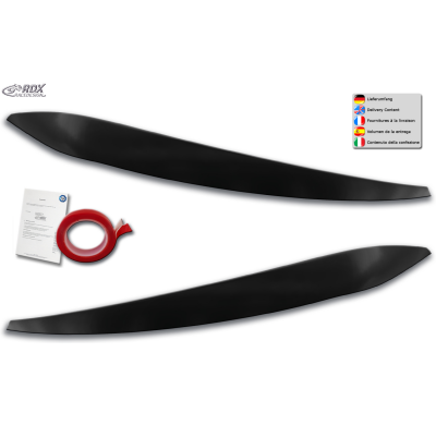RDX Pestañas de faros para VW Touran 5T (2015+; solo para faros LED) Light Brows NEGRO BRILLANTE Conjunto para ambos lados. Fabr