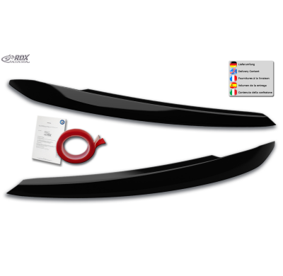 Pestañas de faros RDX para VW Touran 5T (2015+) solo para faros halógenos, color negro brillante. Rdx Racedesign