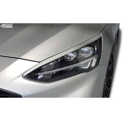 RDX Pestañas de faros para FORD Focus 4 DEH (2018-2022) Light Brows Conjunto para ambos lados. Fabricado en plástico PUR/ABS. In