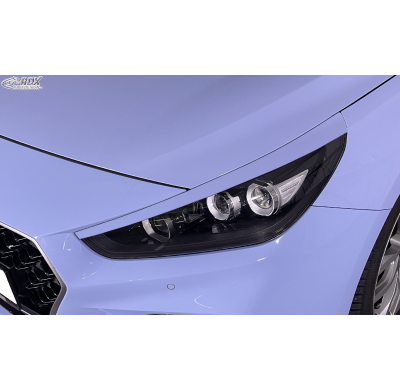 RDX Pestañas de faros para HYUNDAI i30 PD PDE (2017-2021) Light Brows Conjunto para ambos lados. Fabricado en plástico PUR/ABS.