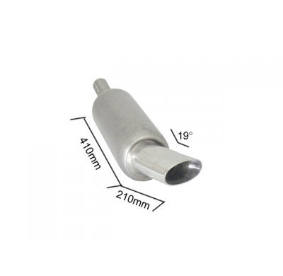 Escape Universal Acero Inox Con Salida Ovalada 110x65 Mm Sport Line - Tubo De Entrada 56/61 Mm Para Soldar - Cola Inclinada