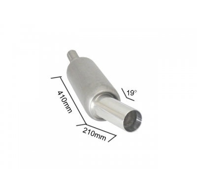 Escape Universal Acero Inox Con Salida Redonda 90 Mm Sport Line - Tubo De Entrada 56/61mm Para Soldar - Cola Inclinada 19°