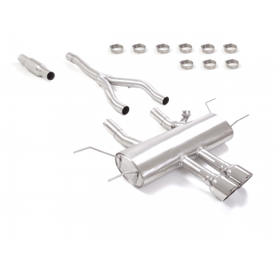 Tramo intermedio con silencioso en acero inox + Silencioso trasero en acero inox con salidas redondas 2x114 mm Sport Line</p>
 C