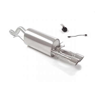 Silencioso trasero en acero inox con salidas redondas 2x90 mm Sport Line  
 con valvula integradas.Las válvula es accionada medi