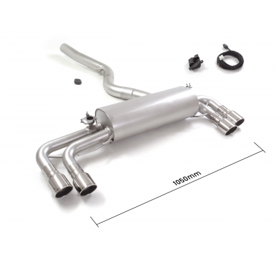 Silencioso trasero doble en acero inox con salidas redondas 2x90 mm Sport Line asimetricas
 con valvulas integradas.Las válvulas