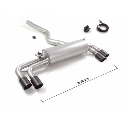 Silencioso trasero doble en acero inox con salidas redondas 2x90 mm Carbon Shot asimetricas 
 con valvulas integradas.Las válvul