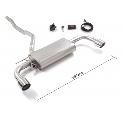 Silencioso trasero doble en acero inox con salidas redondas 102 mm Sport Line  </p>
 con válvula eléctrica integrada. El control