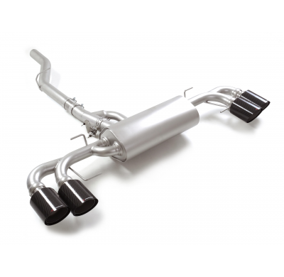 Silencioso trasero doble en acero inox con salidas redondas 2 / 110 mm Carbon Shot asimetricas</p>
 con valvula integradas.Las v