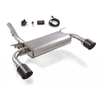 Silencioso trasero doble en acero inox con salidas redondas 118 mm Carbon Shot
 con válvula eléctrica integrada. El control de l